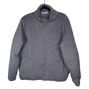Three Dots Women's Gray Full Zip Soft Plushy Quilted‎ Jacket Size XL